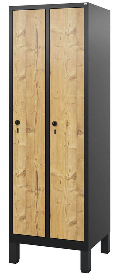 BIG HPL-Spind Comfort mit Füßen in Braun, freistehend mit Scharniertüren und Schloss - Bild 1