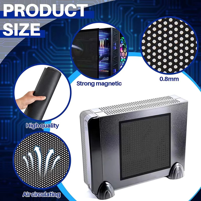 OUYUANSU Staubdichte PVC Seitenabdeckung für Desktop-Computer-Gehäuse zur Wärmeableitung und Belüftung, Schwarz, B/H: 30 x 50 cm und 50 x 50 cm - Bild 5