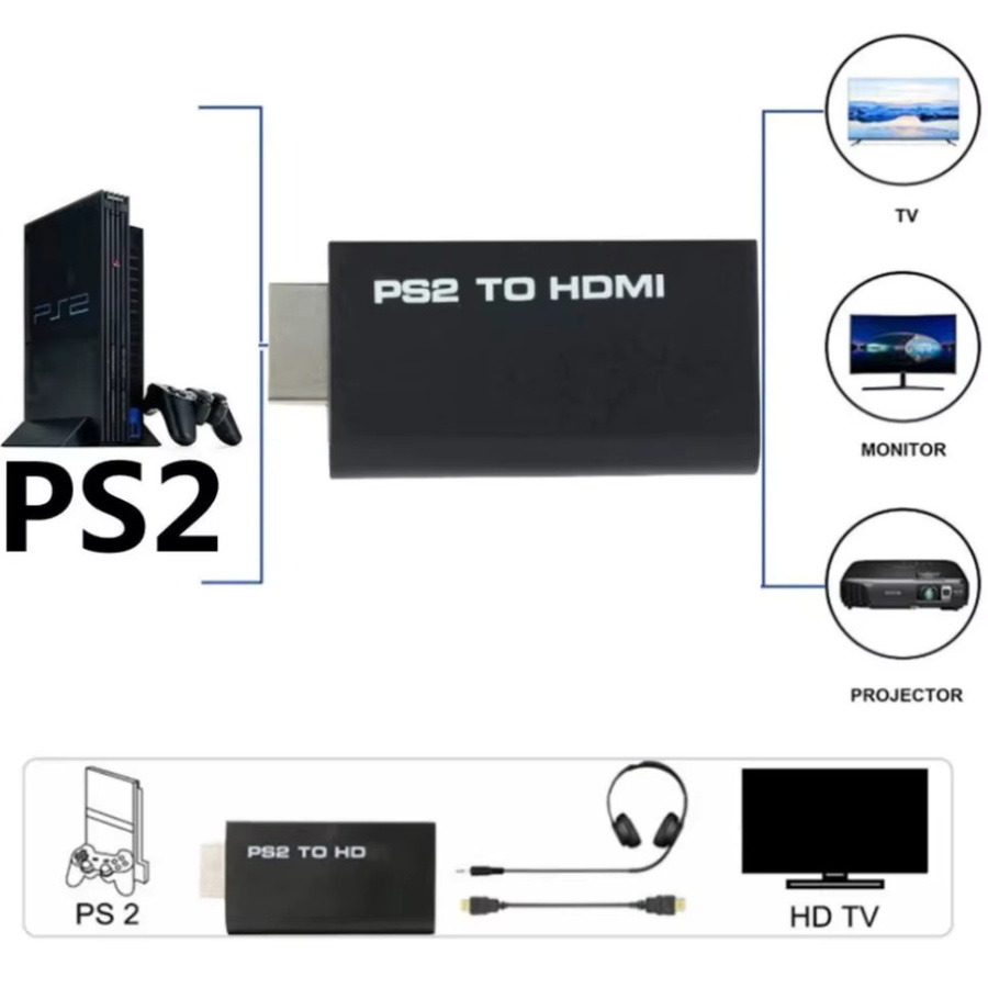 GRWIBEOU PS2 zu HDMI Konverter Audio Video Adapter für PlayStation 2 und PC in Schwarz - Bild 2