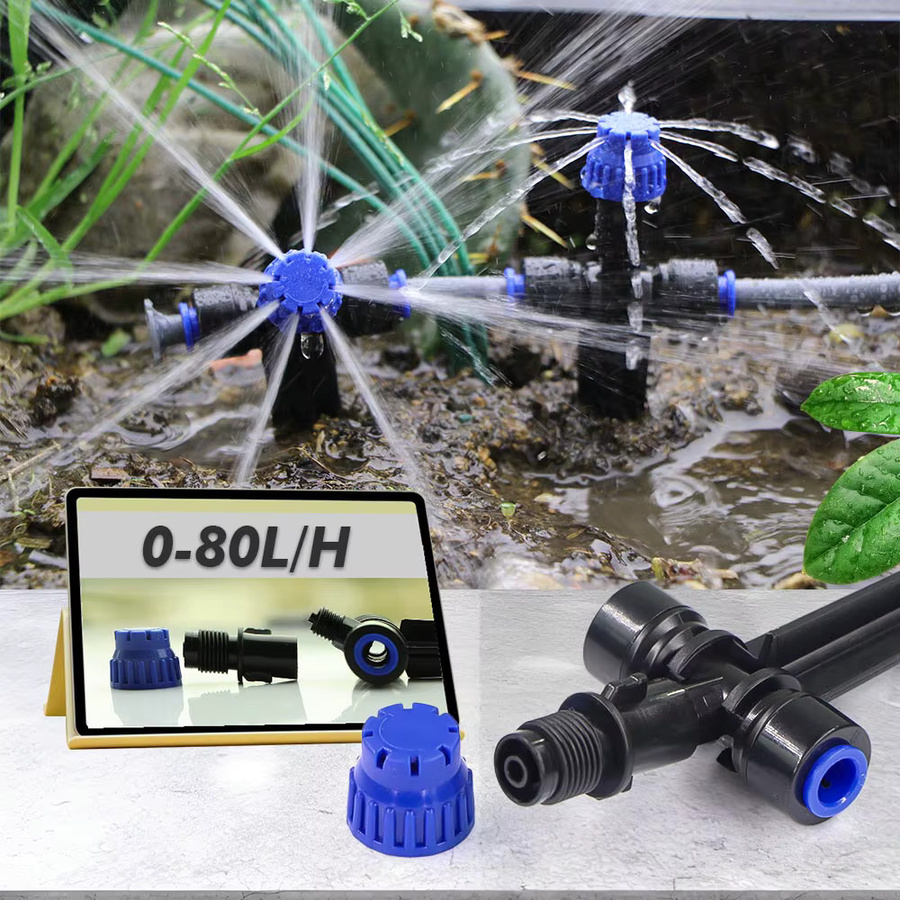Automatisches Gartenbewässerungssystem mit 60 W selbstansaugender Pumpe, verstellbaren Sprinklern und Tropfern in Schwarz - Bild 4