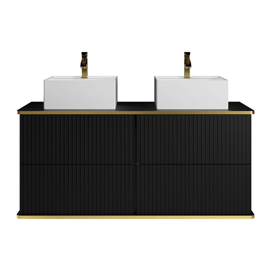 Vente-unique Doppelwaschtisch Keliza in Schwarz mit Gold und Streifenoptik, Breite: 120 cm - Bild 2