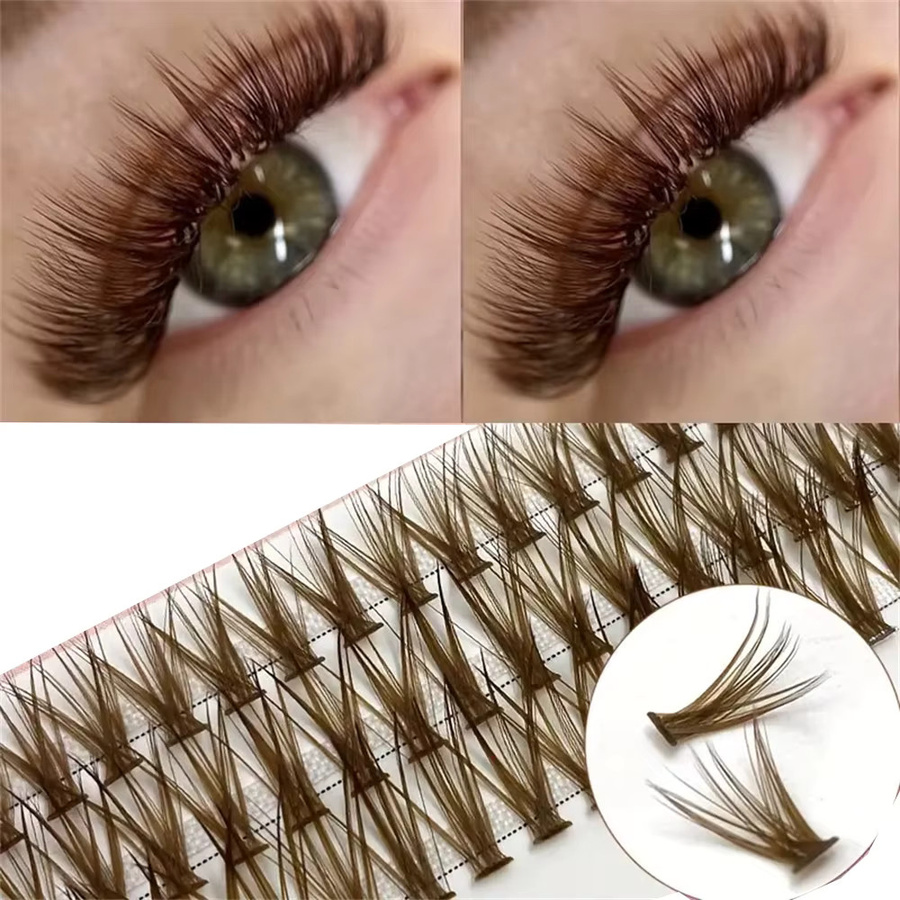 LIMEIKAI Cluster-Wimpern, braun, 40D, 200 Stück, Unisex - Bild 2