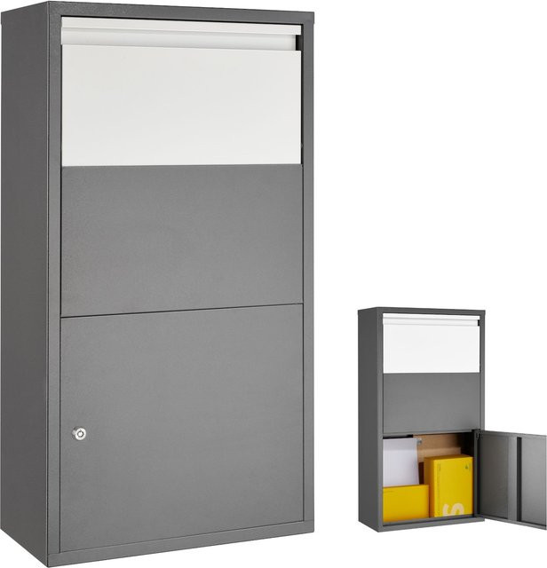 tectake Paketbox Fortress mit integrierter Rückholsperre und Zylinderschloss inklusive 2 Schlüsseln, Anthrazit, H x B x T: 82 x 22 x 44 cm - Bild 1