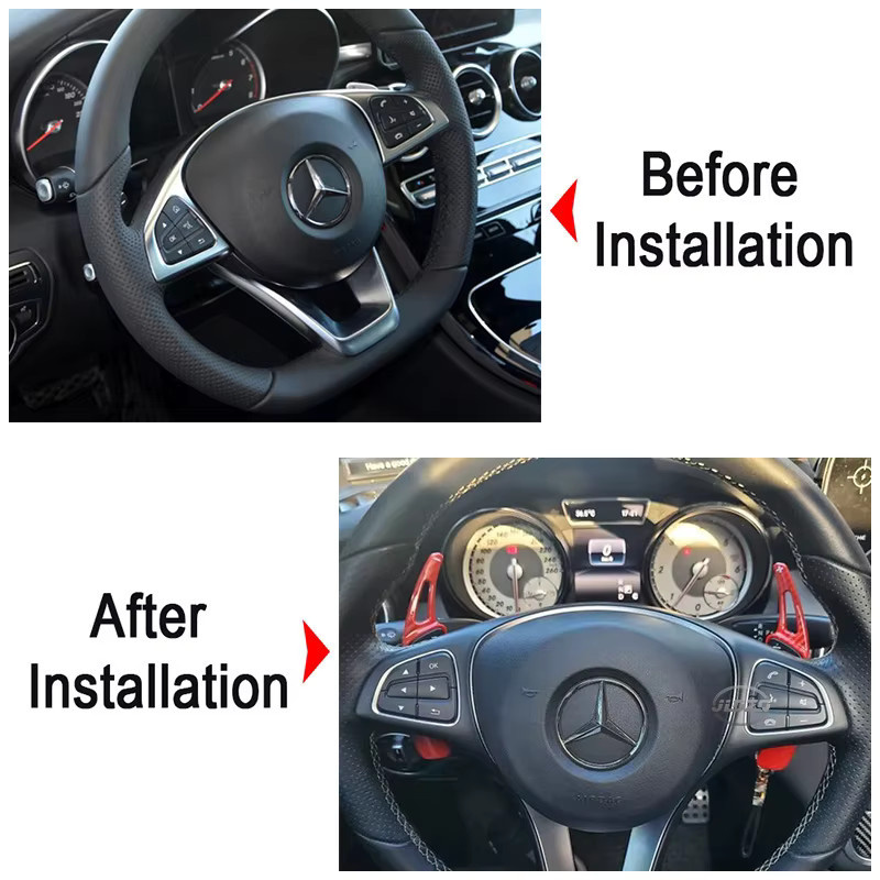 ABS Carbon Faser Schaltwippen für Mercedes Benz A B C E GLE Klasse W176 W205 W246 C117 W218 in Schwarz - Bild 2