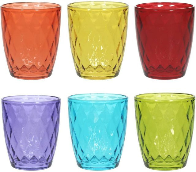 TOGNANA Trinkgläserset Jenny Wassergläser bunt mit geometrischem Design, 6 Stück, 320 ml - Bild 1