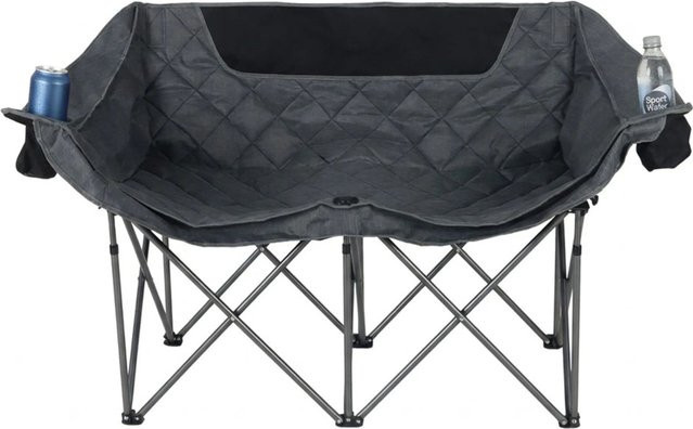 Relaxdays Campingbank aus Eisen in Grau, klappbare Bank mit Armlehnen für 2 Personen, B/T/H: 146 x 84 x 54 cm - Bild 1