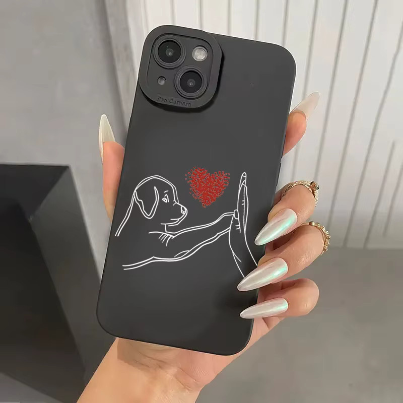 Stoßfeste Silikon Handyhülle mit Katze und Hund High Five Motiv für iPhone Modelle in Schwarz - Bild 2