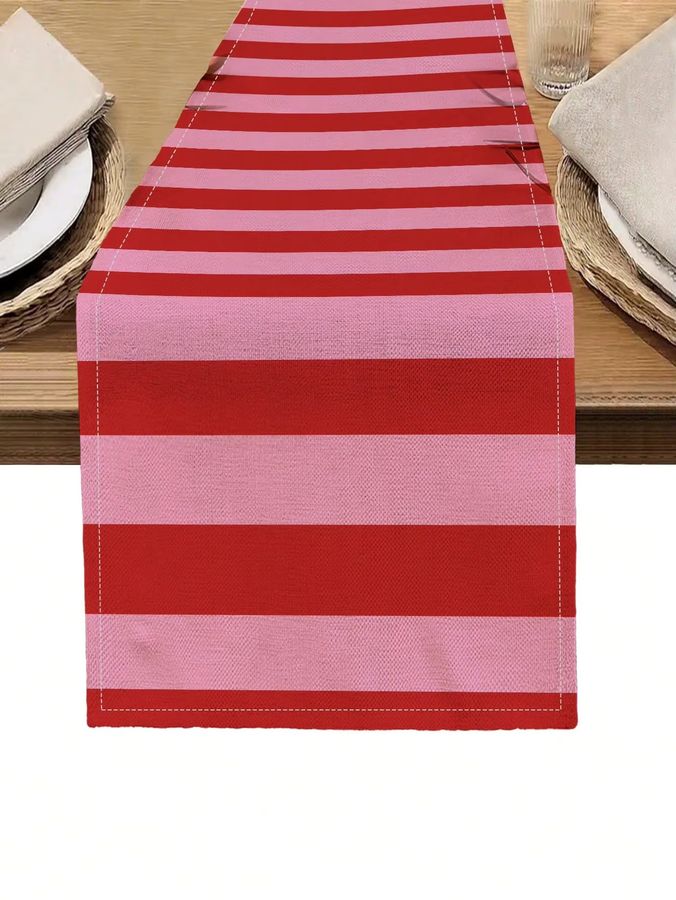 JIT Tischläufer mit Rot-Rosa-Streifen-Muster für deine Esstischdekoration - Bild 2