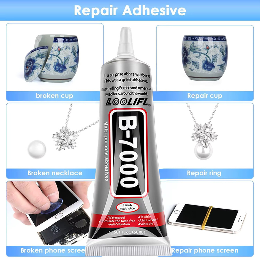 B7000 Schmuckkleber in Transparent, flüssiger Allzweckkleber für Strasssteine, Handy-Reparaturen, Nagelkunst und Glas, 3,0 Unzen - Bild 3