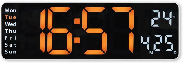 Hama Digitale Wanduhr Santa Cruz in Schwarz mit Thermometer, Datum und Fernbedienung - Bild 1