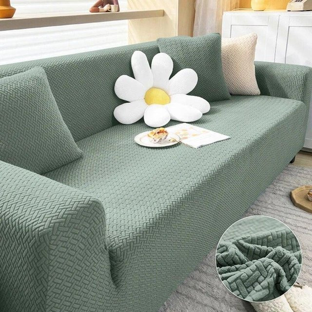 Elastischer Jacquard-Sofabezug von Your Warm Home in Grün, wasserabweisend und rutschfest für Ecksofas oder 2-Sitzer, Breite: 145-185 cm - Bild 1