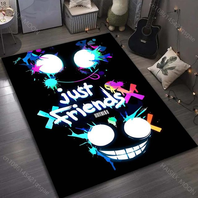UQIDEHOME Rutschfester Teppich mit Neon Graffiti Design in Grau und Schwarz, B/T: 60 x 40 cm - Bild 1