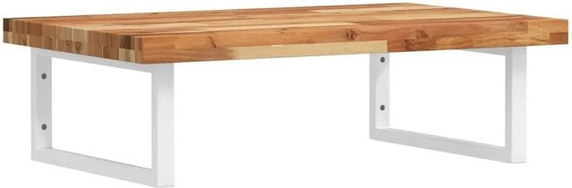 vidaXL Waschbeckenregal zur Wandmontage aus Stahl und geöltem Akazienholz in Weiß und Braun - Bild 1