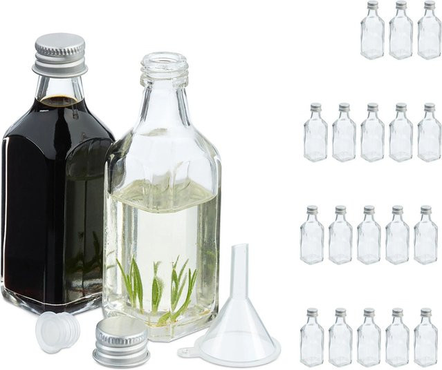 Relaxdays Miniflaschen aus Glas in Transparent, 20er Pack, 50 ml, H x B x T: 10 x 3,5 x 3,5 cm - Bild 1