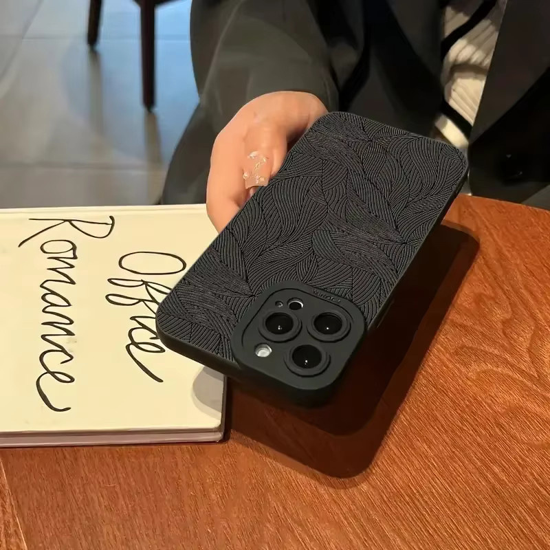 Stoßfeste Silikonhülle Art Flower Black Style für iPhone 15 14 13 12 11 Pro Max XS X XR 7 8 Plus SE 2022 in Schwarz - Bild 3