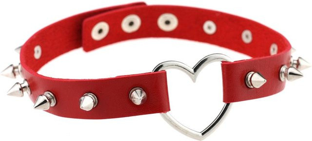 DIEZI Halskette Choker, rotes PU-Leder, Unisex - Bild 1