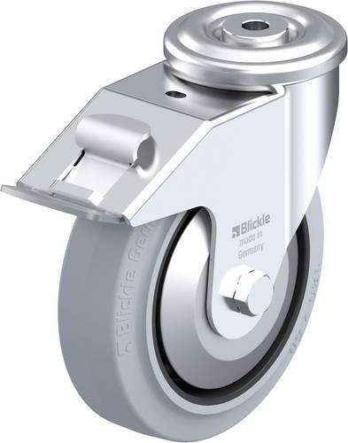 Blickle Stahlblech-Lenkrolle LER-POEV 160XKA-FI-SG-FA in Schwarz-Grau mit 160 mm Rad-Durchmesser und 300 kg Tragfähigkeit - Bild 1