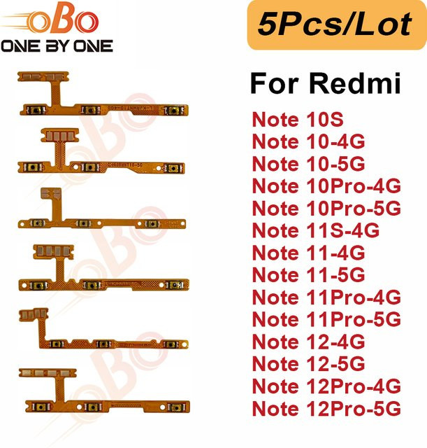 5 Stück Flexkabel für Xiaomi Redmi Note 10S 11S 10 11 12 Pro 4G 5G als Ersatz für Ein/Aus-Schalter und Lautstärketasten - Bild 1