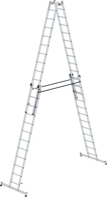 PROREGAL Sprossen-Stehleiter 4-teilig mit Traverse, Farbe: Silber, 4 x 12 Sprossen - Bild 1