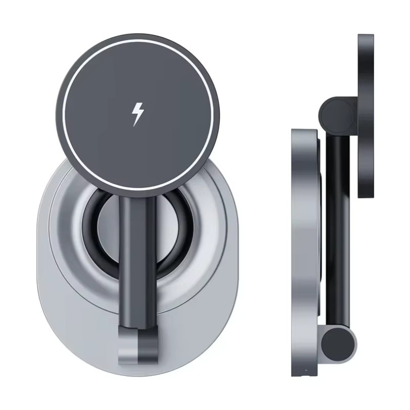 VIKEFON 2-in-1 faltbarer magnetischer kabelloser Ladegerät und Telefonhalter in Schwarz für MagSafe iPhone und AirPods - Bild 2