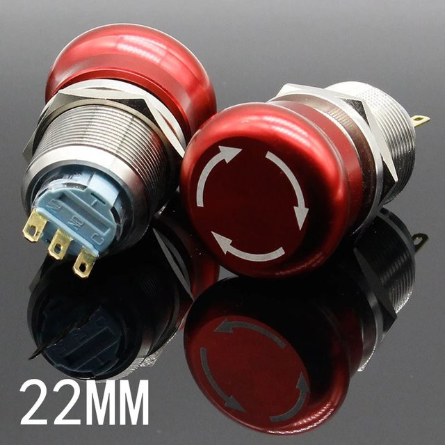 ELECAPITAL Not-Aus-Druckknopf Schalter aus Edelstahl, Wasserdicht, Farbe: Silber/Rot, Durchmesser: 22 mm - Bild 1