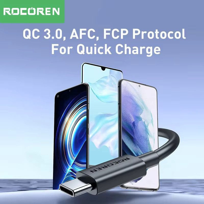 Rocoren USB Typ C Schnellladekabel für Xiaomi, Huawei und Samsung in Schwarz oder Grau - Bild 2