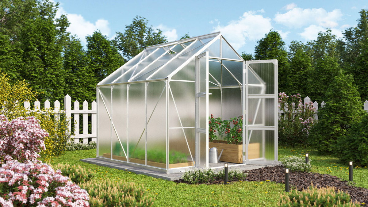Vitavia Gewächshaus Domus 6700 aus Aluminium mit Polycarbonat in Silber und Transparent, 6,7 m² - Bild 4