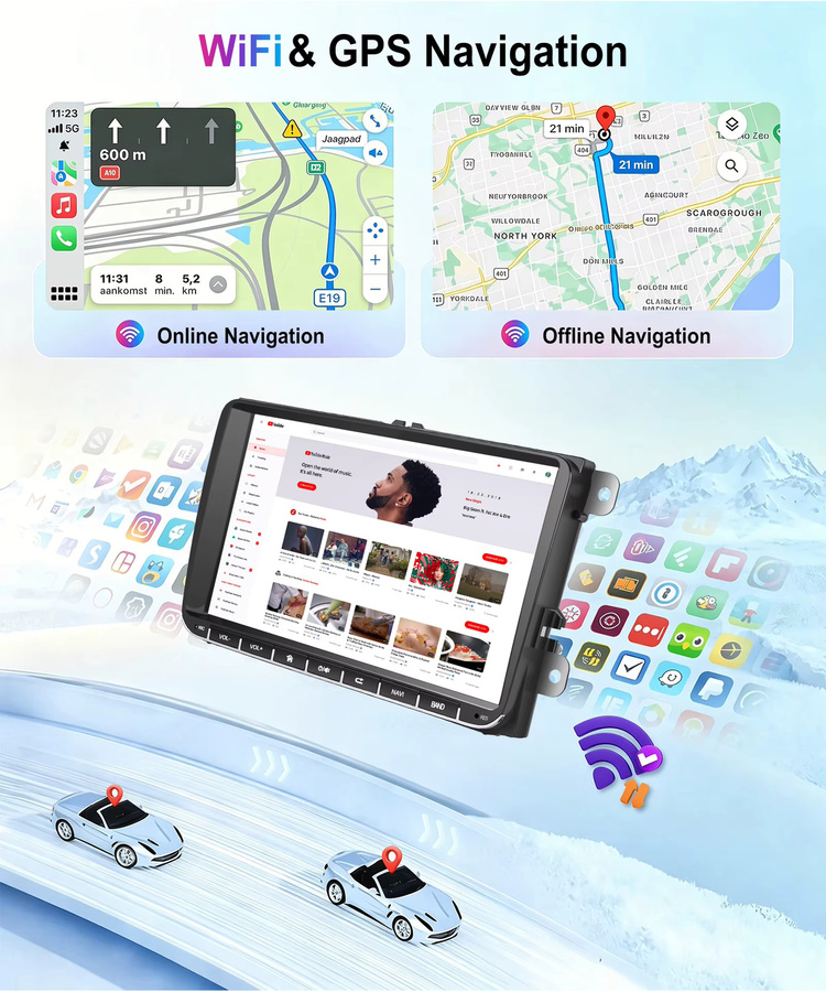 ESSGOO Android 15 Autoradio mit 9 Zoll Display, 64G Speicher, kabellosem Carplay, Android Auto und GPS-Navigation für SEAT SKODA VW Golf 5 6 Plus Tiguan Touran Polo Caddy EOS 6R Passat Jetta Rabbit T5 Sharan, Schwarz - Bild 4