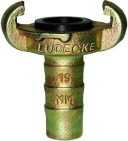 Lüdecke Klauen-Schlauchkupplung DIN 3489 aus Temperguss mit 10mm Tülle und 3/8 Zoll in Gold - Bild 1