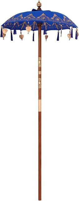 vidaXL Balinesischer Sonnenschirm Blau mit Holzgestell B/T/H: 95 x 95 x 260 cm - Bild 1