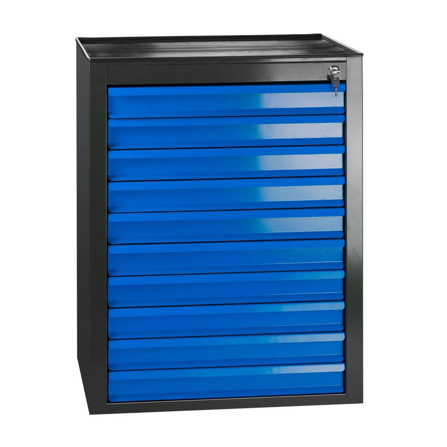 PROREGAL Schubladenschrank Kobra mit 10 Schubladen und Gummiauflage, Anthrazitgrau Blau, H x B x T: 90 x 71 x 55 cm - Bild 2