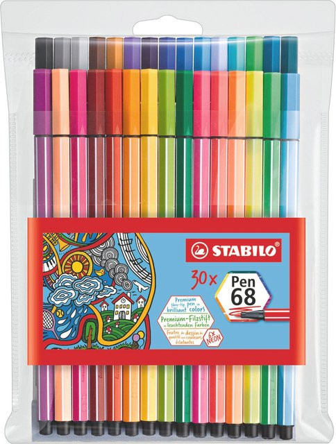 STABILO Pen 68 Filzstifte im Etui, 30 Farben, Mehrfarbig - Bild 1