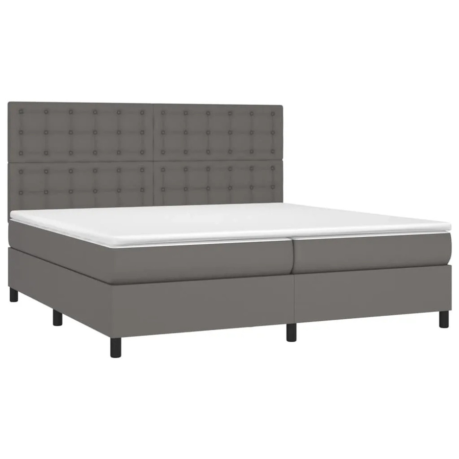 vidaXL Boxspringbett Hybrid mit Matratze in Grau aus Kunstleder, B/T: 200 x 200 cm - Bild 2