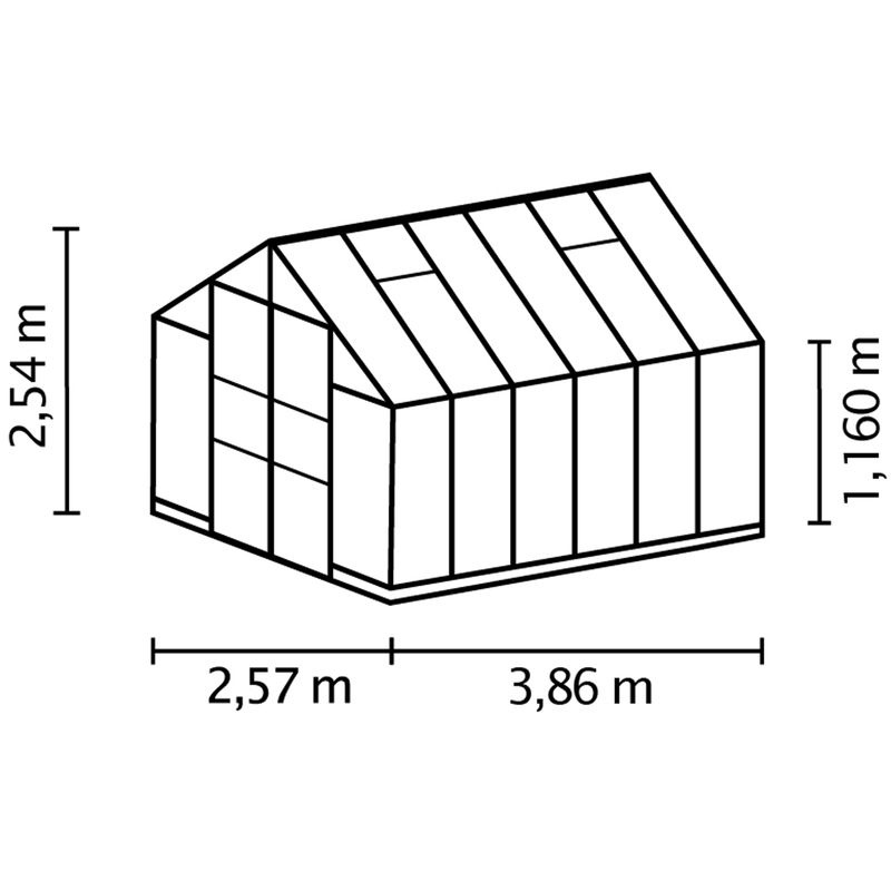 Vitavia Gewächshaus Domus 9900 in Schwarz mit 9,9 m² Fläche und 6 mm Polycarbonat-Verglasung - Bild 3
