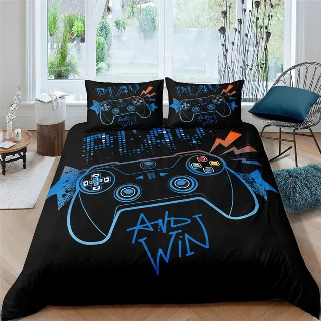 3-teiliges Gamer Bettwäsche-Set von Your Warm Home in Schwarz mit Motiv-Grafik aus Polyester, B/H: 135 x 200 cm, inklusive 2 Kissenbezügen mit 50 x 70 cm - Bild 1