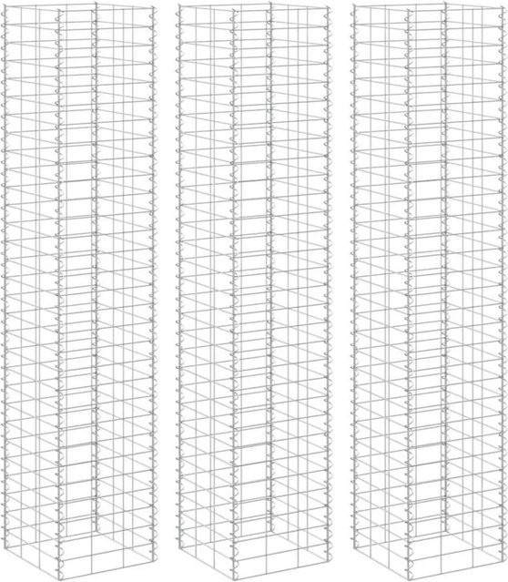 Furnicato Gabionen-Hochbeete aus Eisen, 3er Set, Silber, B/T/H: 30 x 30 x 200 cm - Bild 1