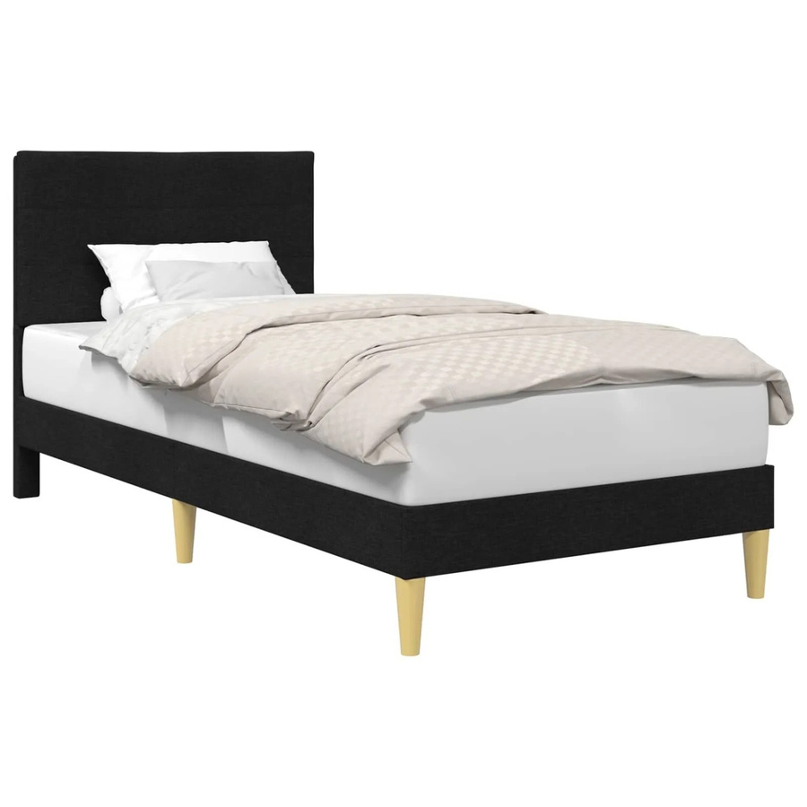 vidaXL Bettrahmen mit Kopfteil in Schwarz aus Stoff und Holz, B/T/H: 90 x 190 x 94 cm - Bild 2