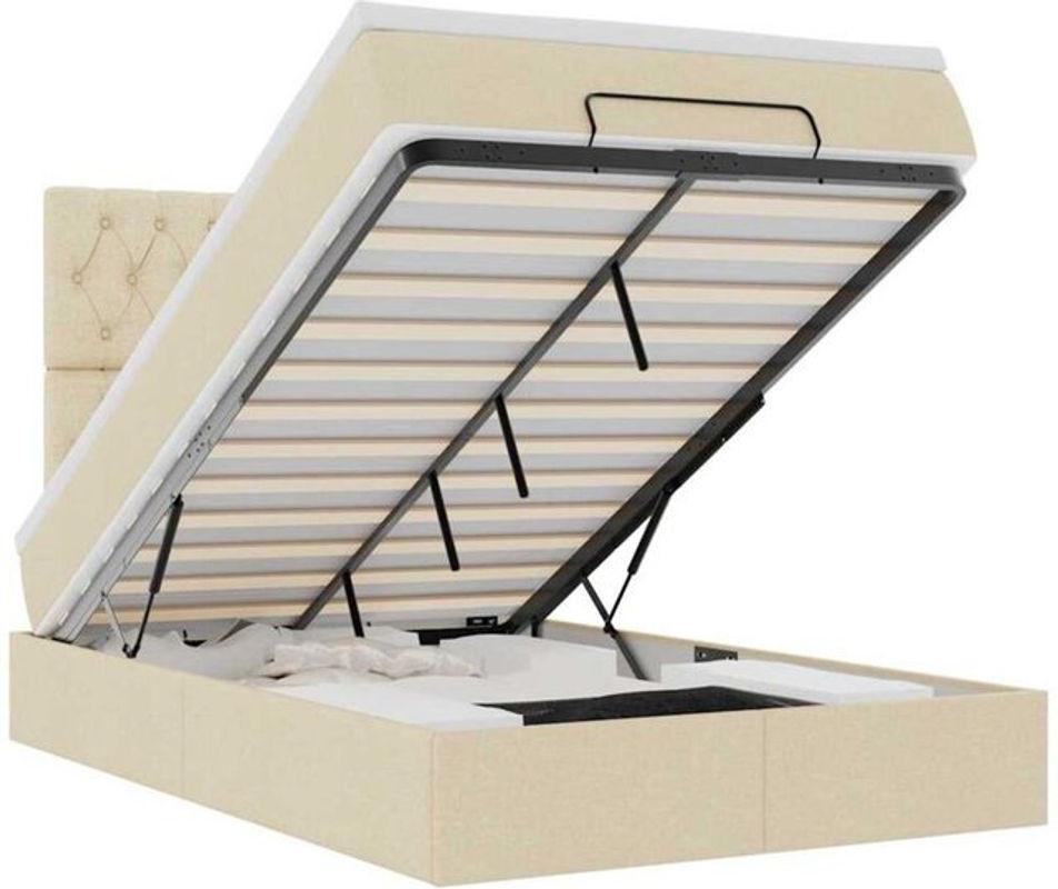 vidaxl Polsterbett Ottoman mit Matratze in Beige aus Stoff, B/T: 120 x 200 cm - Bild 1
