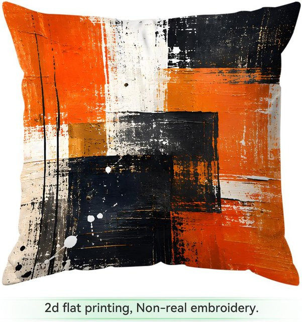 Dekokissenbezug Splash Ink Abstrakte Kunst von JMG Clothing in Orange, Polyester, B/H: 45 x 45 cm - Bild 1