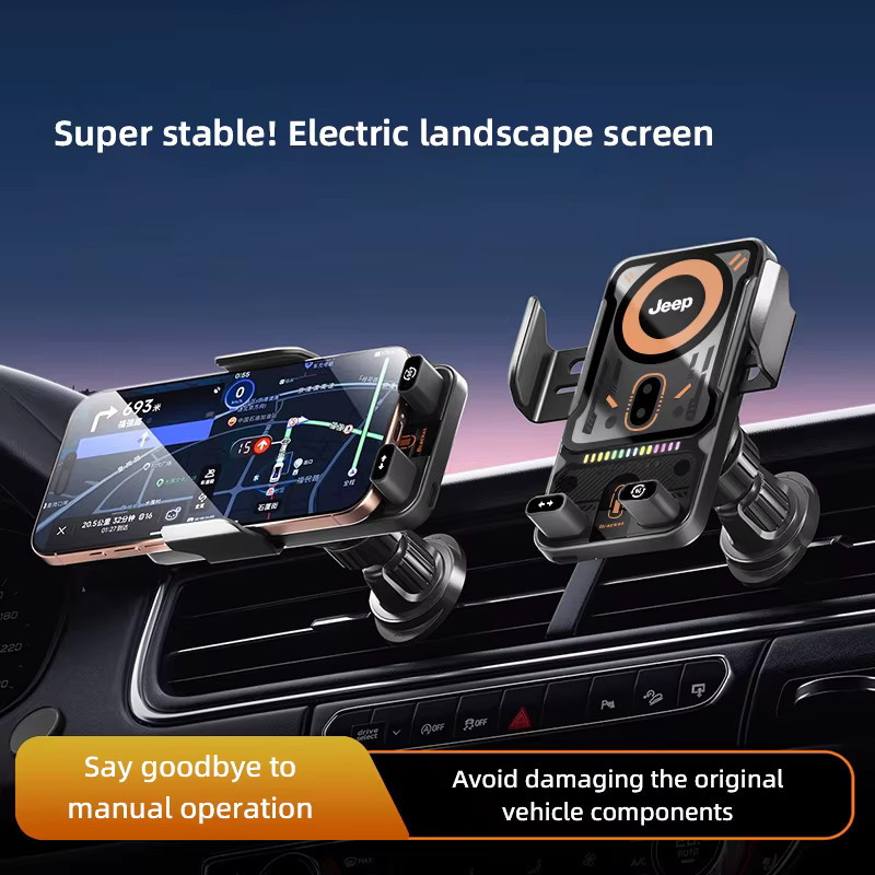 Drahtlose Auto-Telefonhalterung für Jeep Renegade, Compass, Grand Cherokee, Wrangler JK und Gladiator in Schwarz - Bild 2