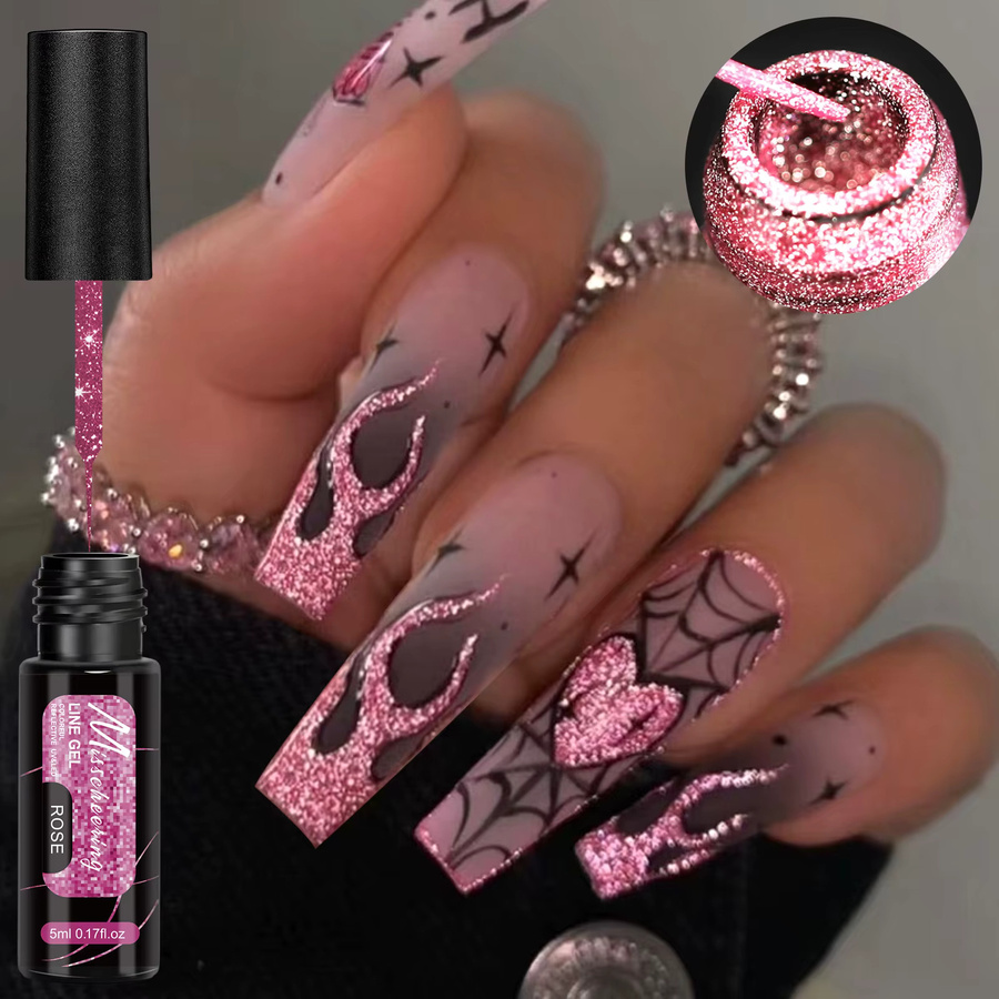 Misscheering Nagellack-Set, Glitzer-Linien-Gel, 3 Stk, Schimmernd - Bild 2