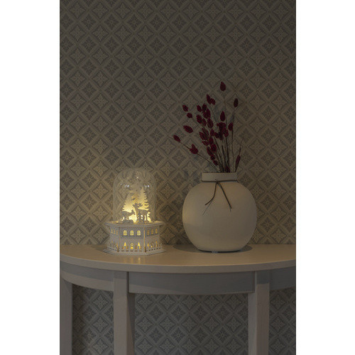 Konstsmide LED Holzsilhouette Rentiere und Bäume unter Glaskuppel in Weiß B/H/T: 18 x 23,5 x 18 cm - Bild 4