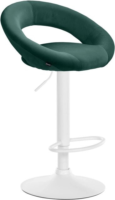 DELUKE Barhocker MEKIM höhenverstellbarer Barstuhl aus Samt in Grün und Weiß, drehbar mit Lehne, B/T/H: 53 x 47 x 80 cm - Bild 1