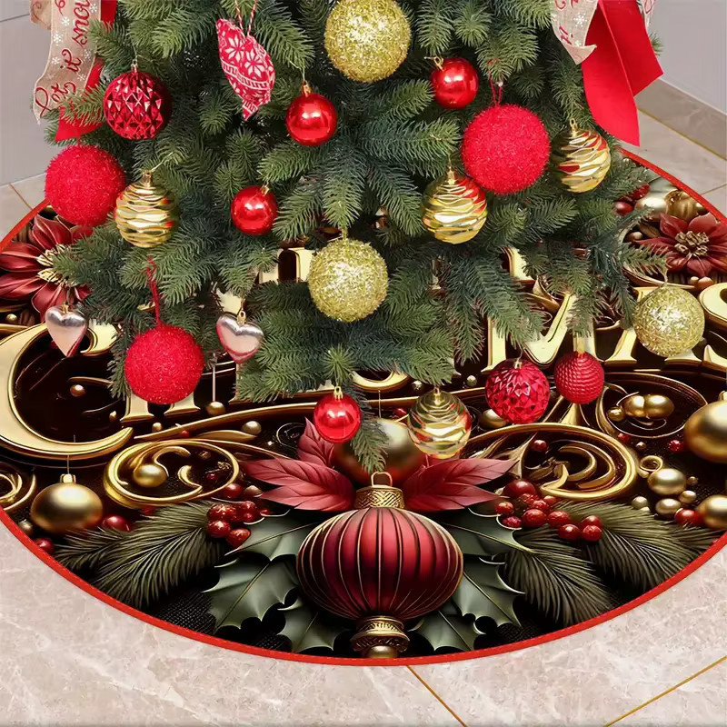 VIKAMA Weihnachtsbaum Rock mit floralem Design für deine Weihnachtsdekoration - Bild 4