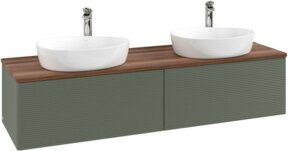 V&B Antao Waschtischunterschrank mit Frontstruktur und Beleuchtung in Weiß und Grau, B: 160 cm, T: 50 cm - Bild 1