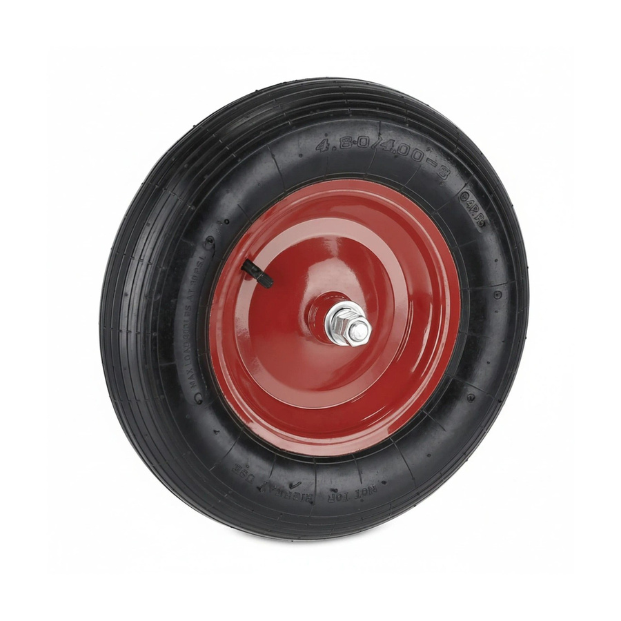 Relaxdays Schubkarrenrad aus Gummi und Stahl in Schwarz-Rot, luftbereift mit Achse und Kugellager, Durchmesser: 39 cm, Breite: 9 cm - Bild 2