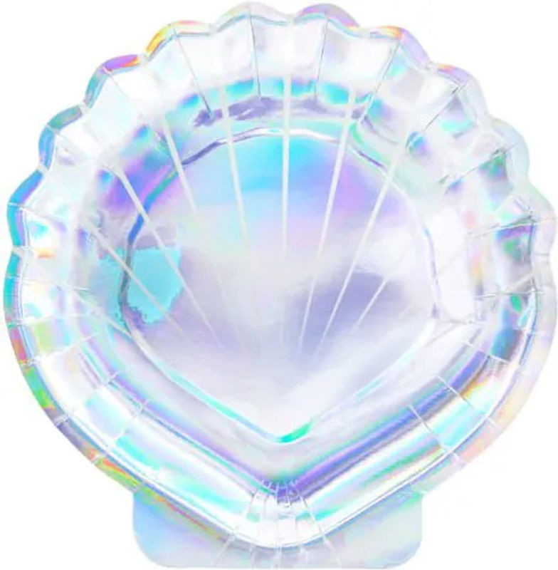 Partydeco Muschelförmige Servierplättchen Iridescent Mehrfarbig 6 Stück Durchmesser: 18,5 cm - Bild 1