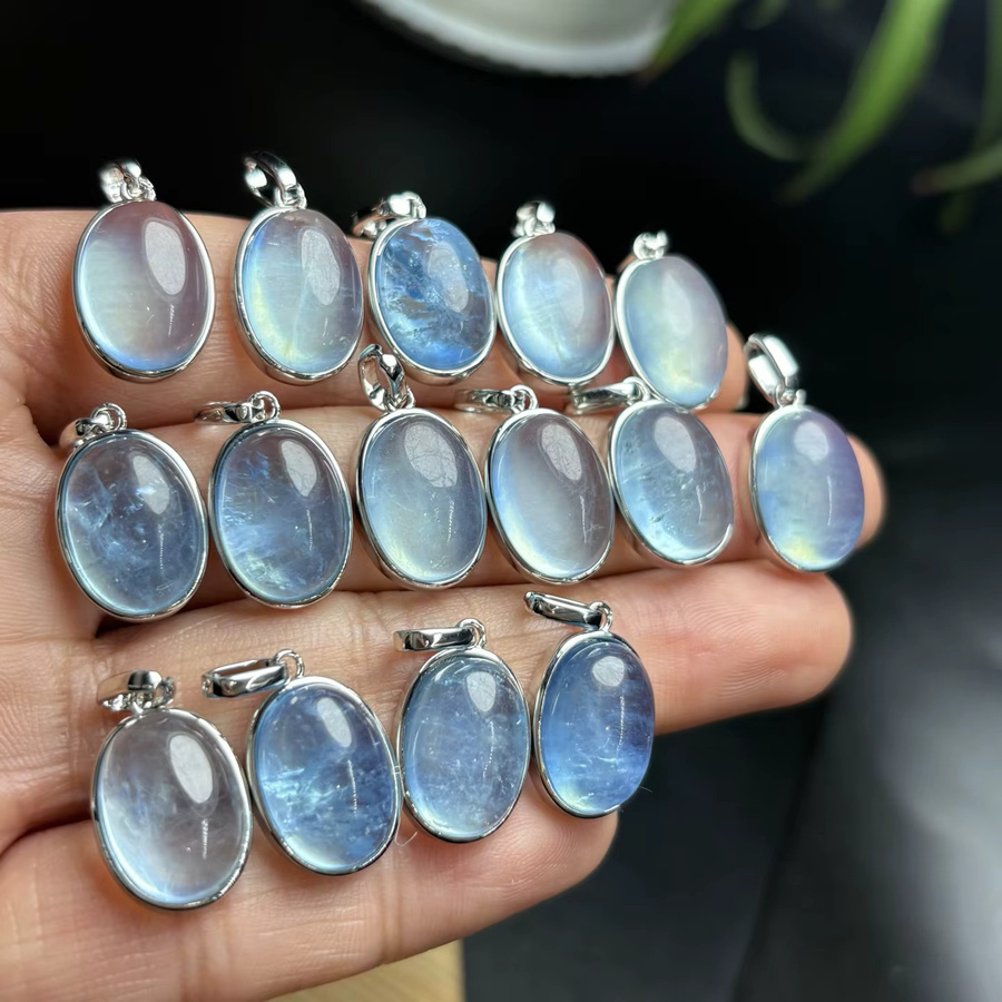 Fengbaowu Anhänger Aquamarin, ovaler Cabochon, Silber, Damen - Bild 2