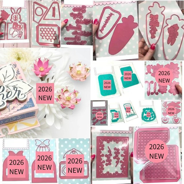Metall-Stanzformen für Scrapbooking und Papierherstellung mit den Motiven Liebe und Tassen in Pink - Bild 1