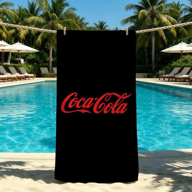 Cool Studio Coca-Cola Handtuch mit Logo für Strand und Camping, Schwarz, B: 150 cm, H: 200 cm - Bild 1